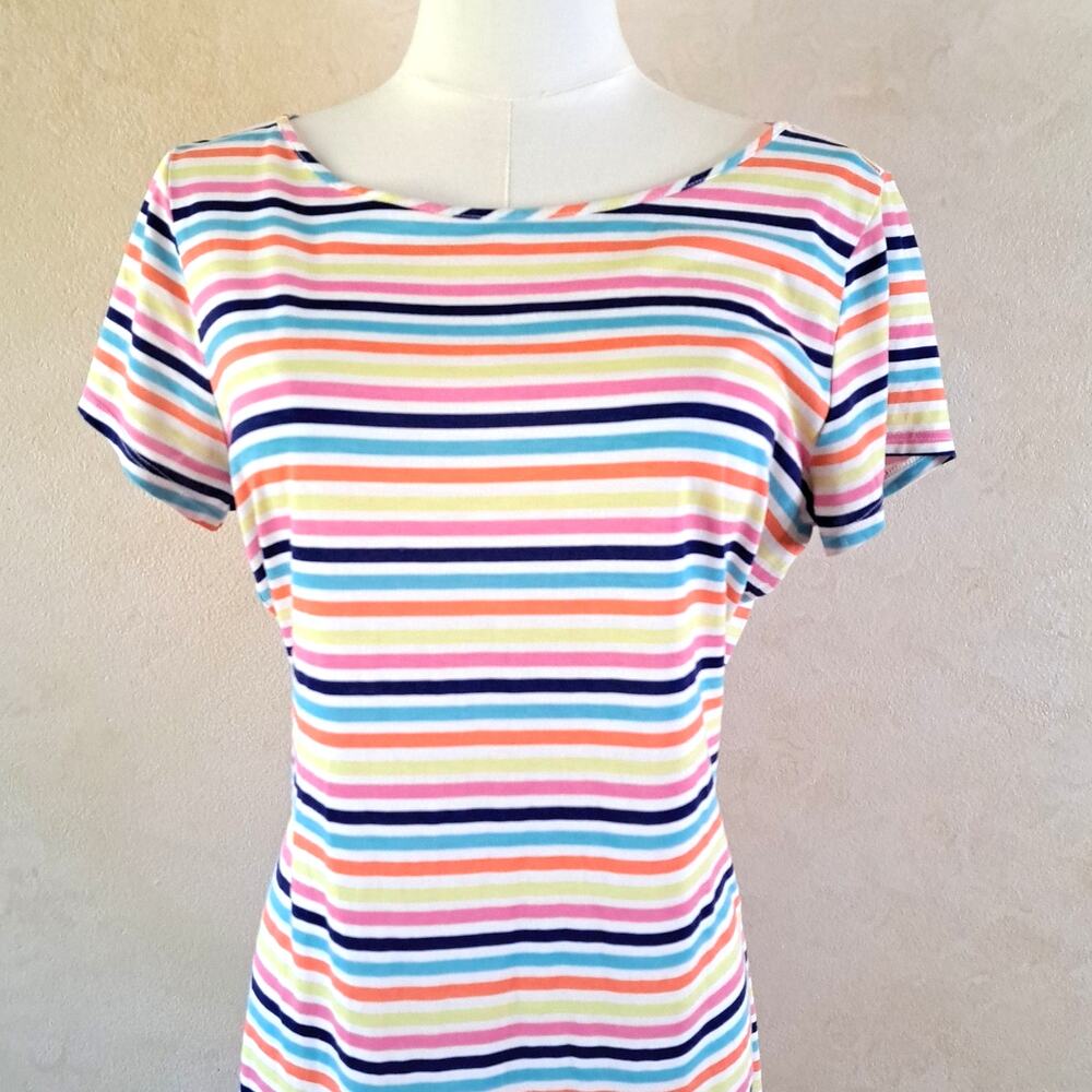 LILLY PULITZER Marlowe T-shirt Mini Dress Medium Island Stripe Multi Shift - Picture 4 of 9